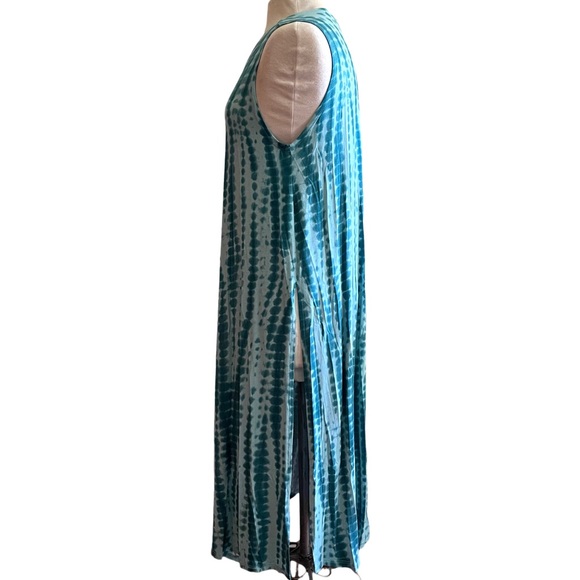 LuLaRoe Women’s Aqua Tie Dye Long-Length Tunic Vest Layering Piece Size Small - Picture 4 of 10